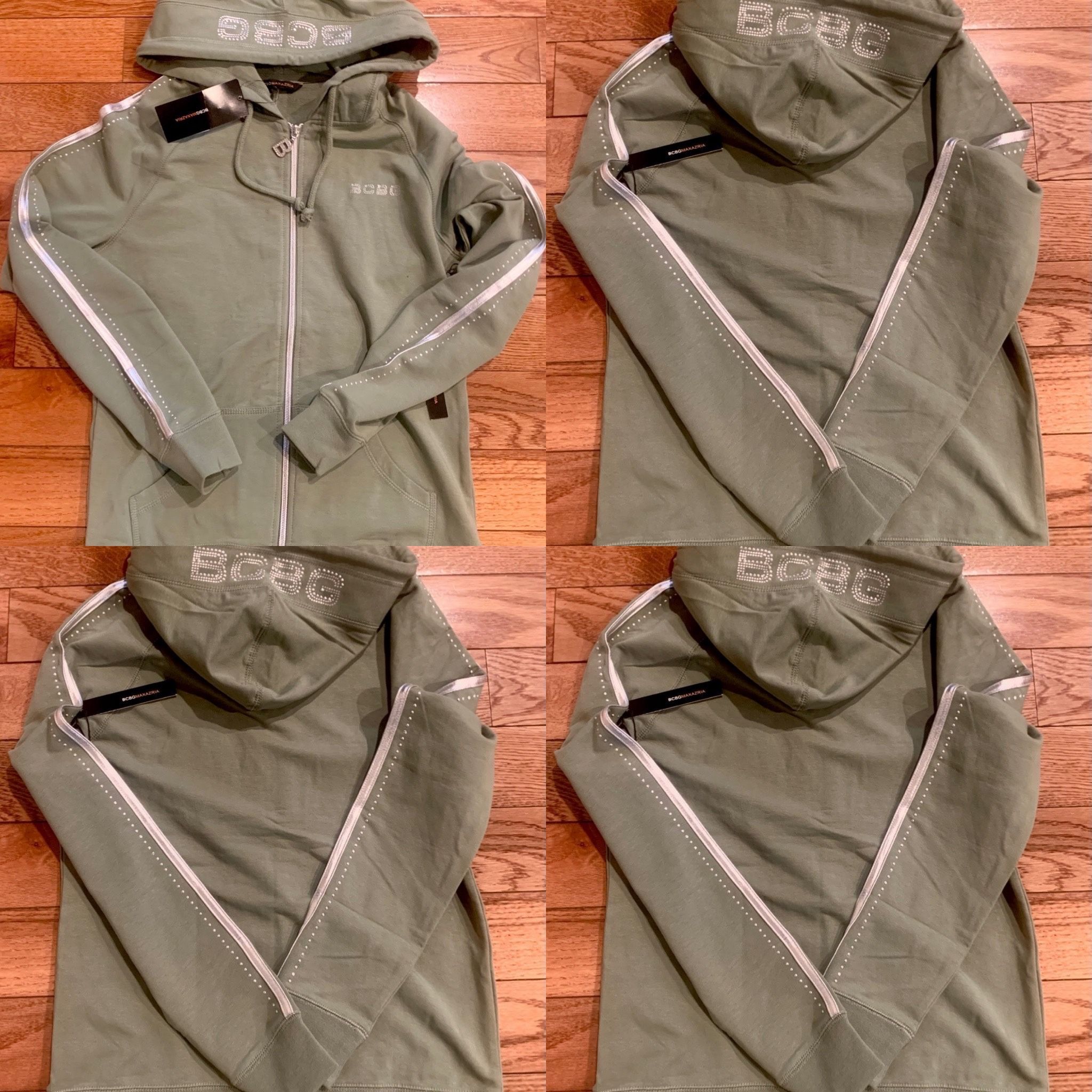 BCBGMaxAzria VTG Y2K NWT ASPEN GREE(OLIVE rhinestones embellished Track jacket S