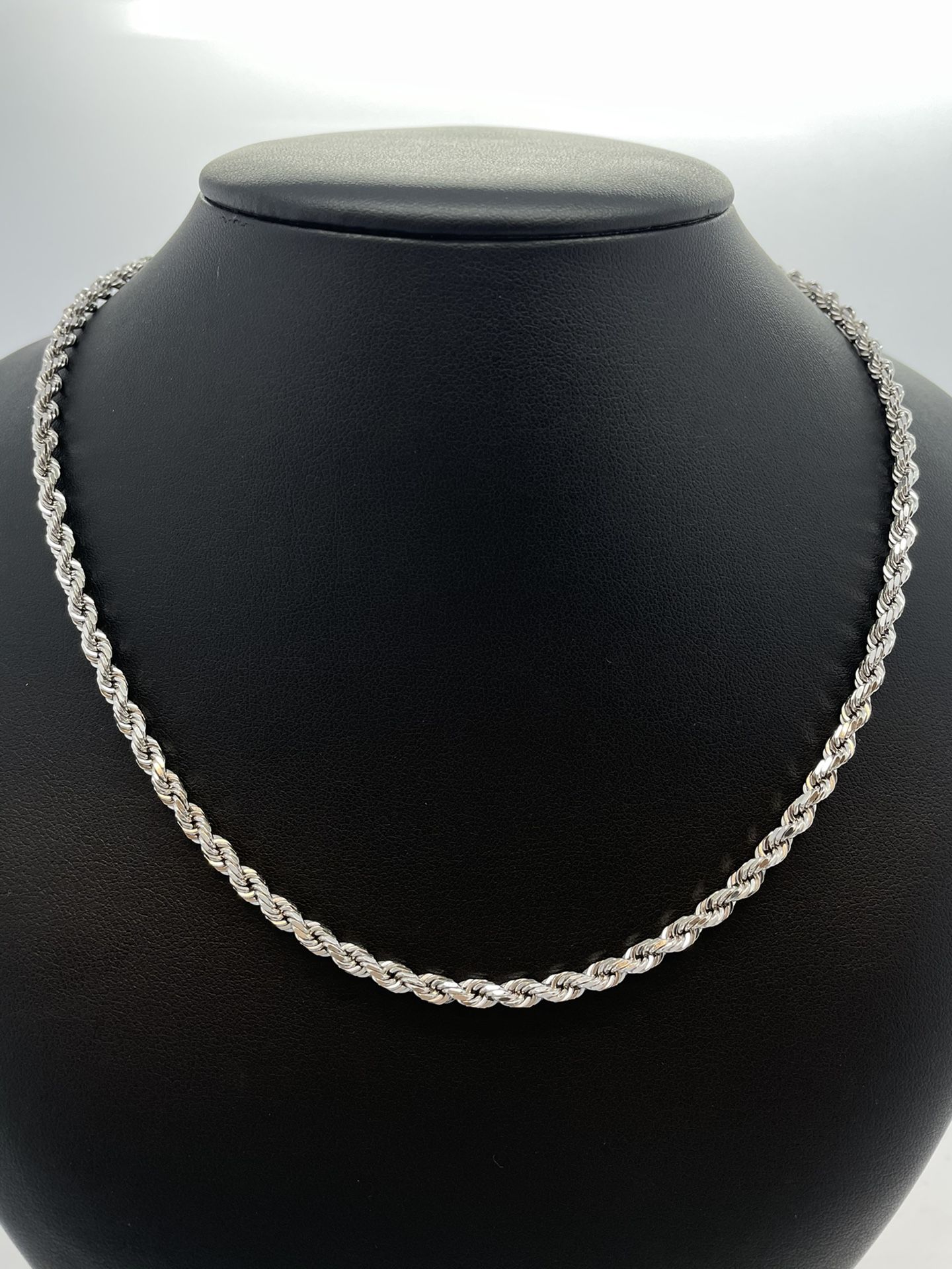 New 10K Solid White Gold Rope Chain