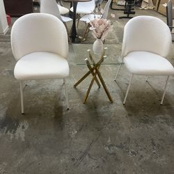 3 PCS SET Boucle Upholstered Shell Dining Chairs set of 2 (Set of 2) brand new  $130  Warehouse Address:  2745 Boone st  Columbia sc 29204 Behind DOLL