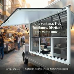 Concession Window 60" Wx 36" H with Awning Door Handlefor Food Truck or Trailer RV Camper, Concession Window Up to 80 Degrees, Easy Installation (60"