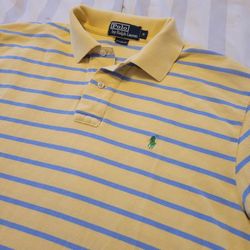 Ralph Lauren Polo Shirt Yellow And Blue Size Medium 