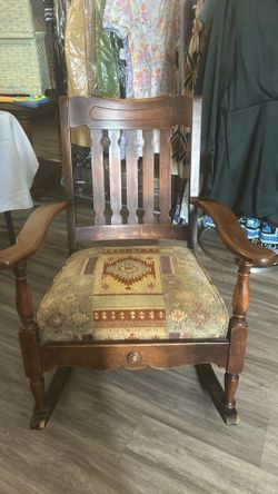 vintage oak rocking chair