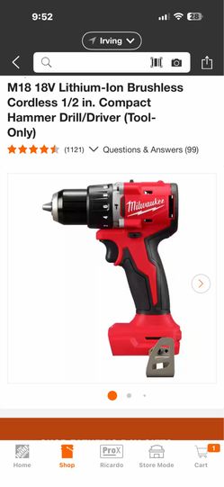 M18 18V Lithium-Ion Brushless Cordless 1/2 in. Compact Hammer Drill/Driver (Tool-Only)