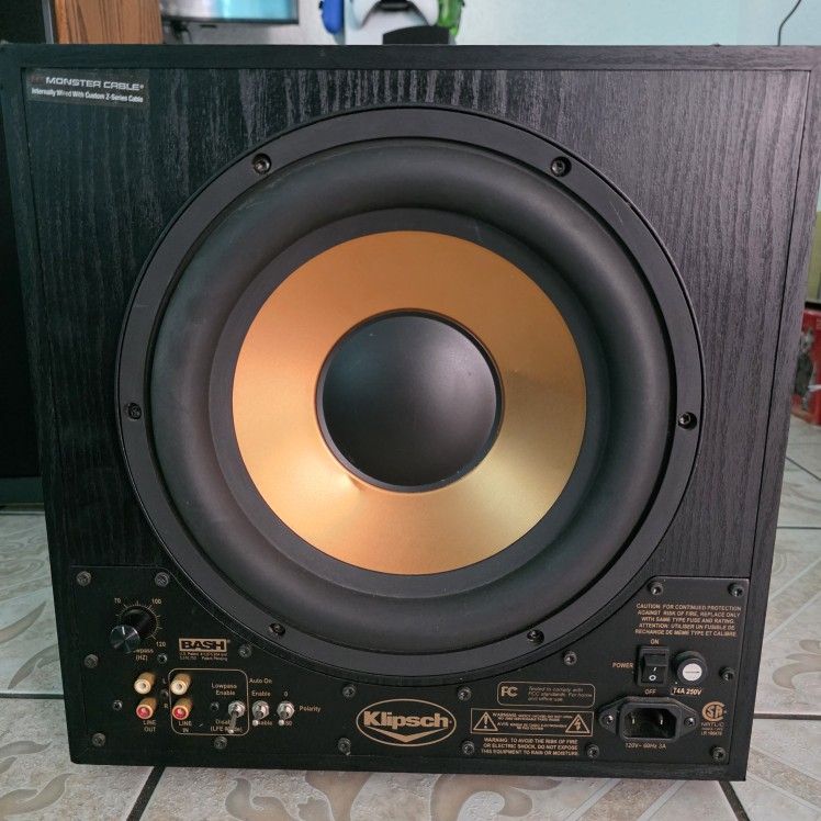 Klipsch RSW-10 Subwoofer - Front and rear 10" woofers, No Grill 