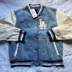 New Pro Standard Los Angeles Dodgers LA Varsity Denim Jacket Women's Size Large