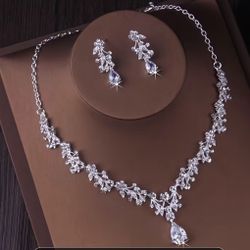 Cubic Zirconia Necklace And Earrings