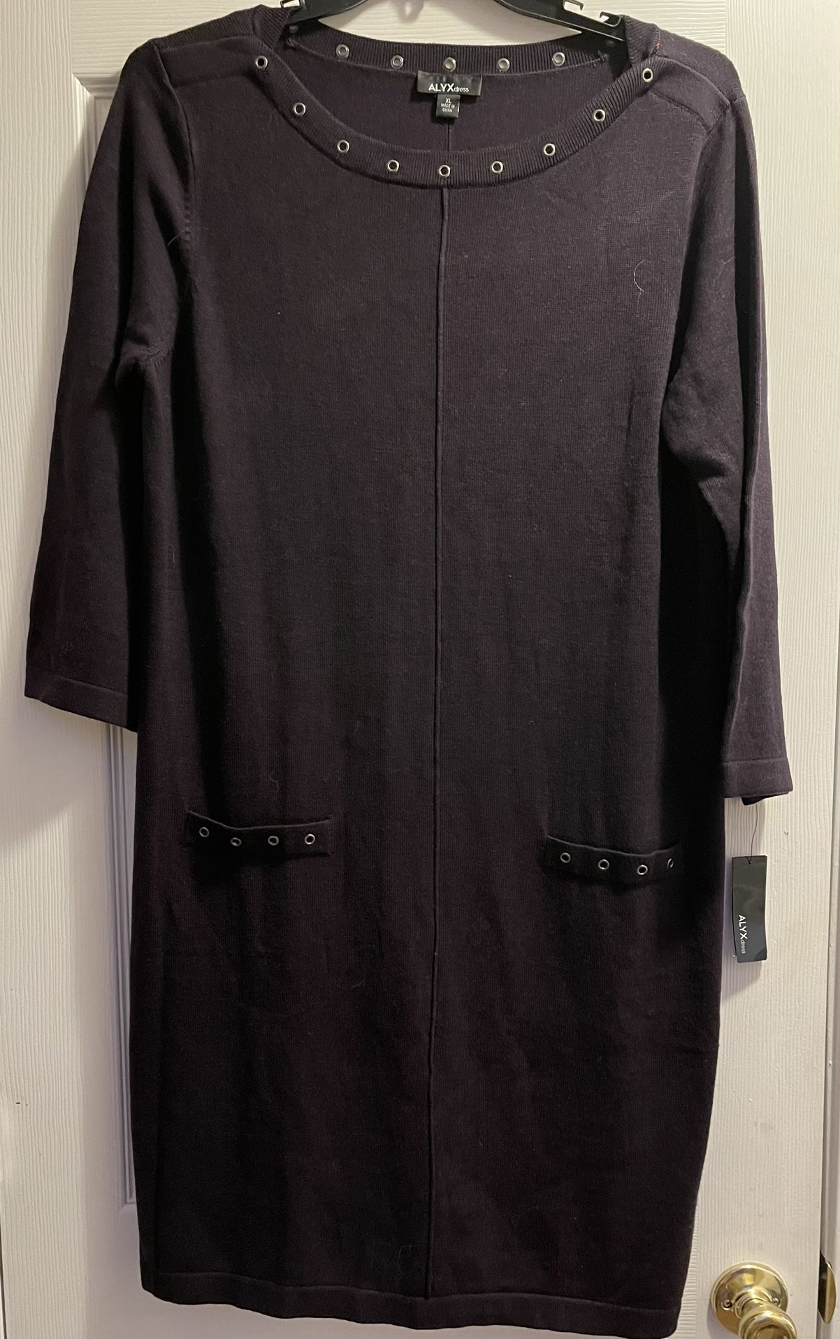 ALYX DEEP PURPLE SWEATER DRESS VERY STRETCHY NEW WITH TAG Size XL Womens Smoke Free