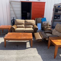Brown Couch With Recliner Chair, Coffee Table & End Table! Free Delivery!
