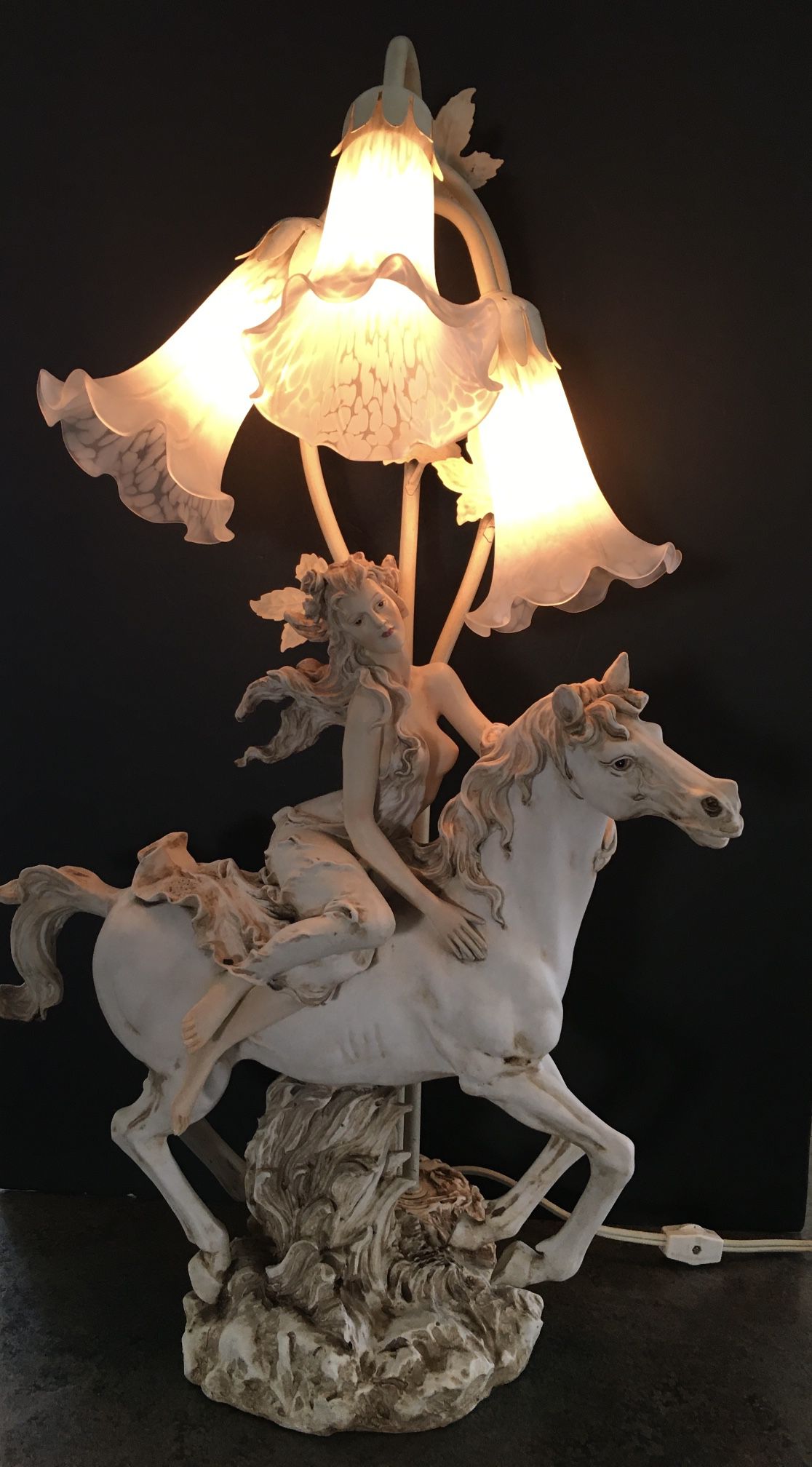 Art Deco Lady Riding A Horse Lamp RARE!