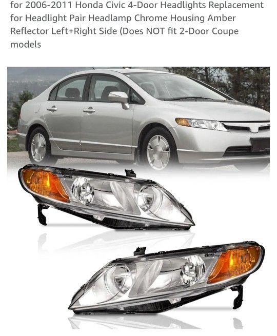 2006-2011 Headlamps Headlights Honda Civic Brand New $150 Pair - Never Used SEDAN Only -