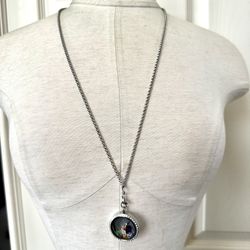 Silver Tone Teacher Pendant Necklace