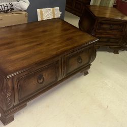 Matching Wood Furniture Set – 2 End Tables + Coffee Table