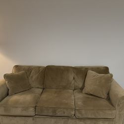 Couch, Velvet, Beige, Standard Size