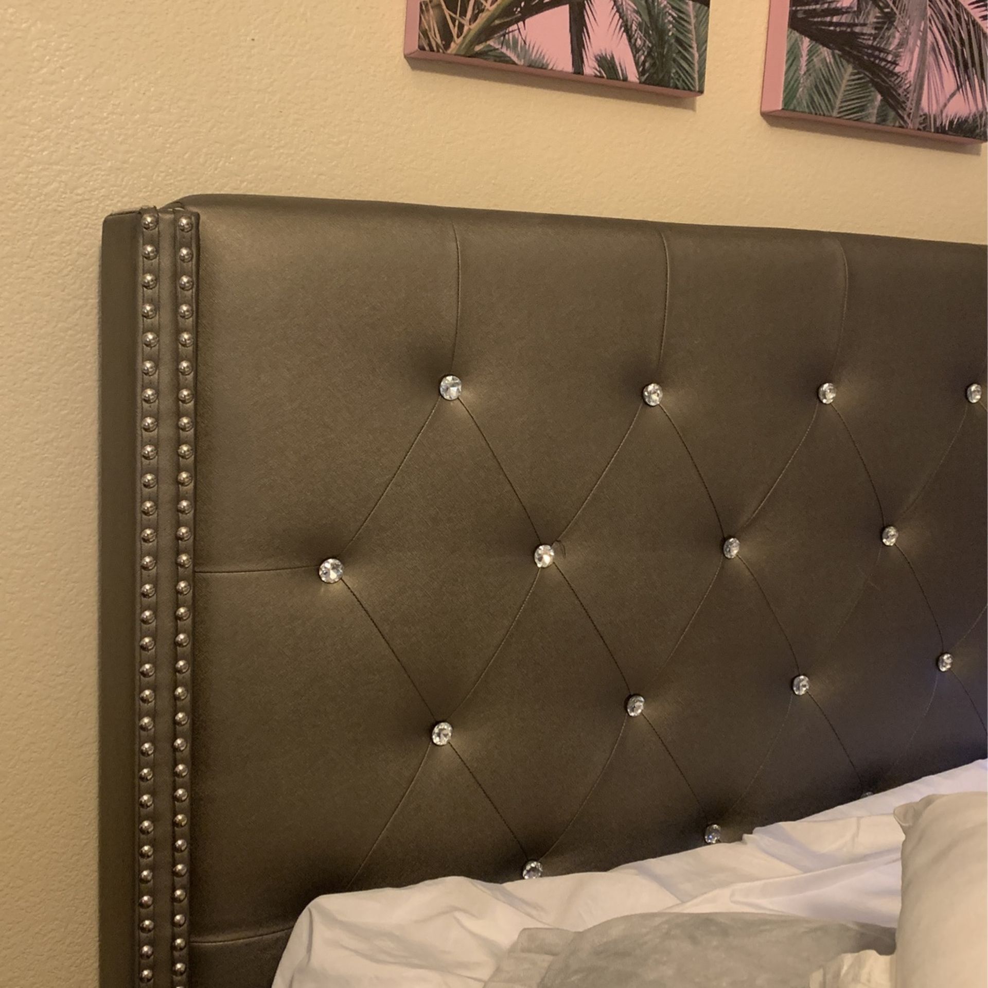Queen Sized Rhinestone Headboard Set