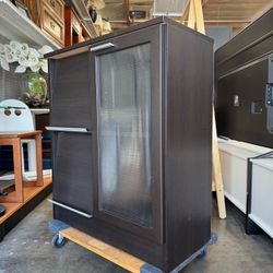 Display Cabinet Unit Espresso with Slide Up Doors