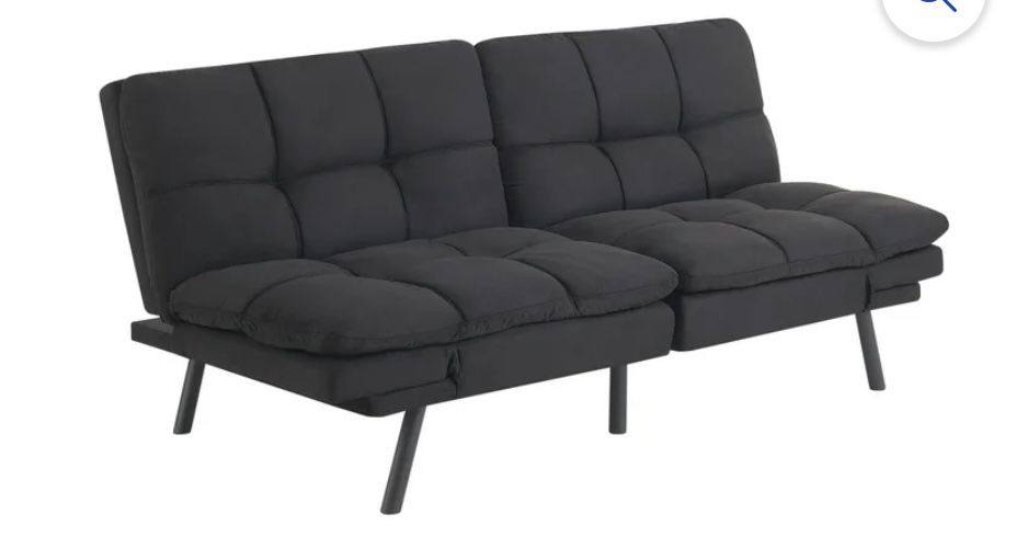 Memory Foam Futon, Black Faux Suede