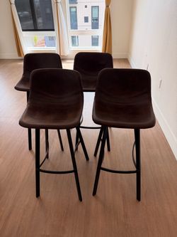 Set of 4 Snake Skin Brown Faux Leather Bar Stools