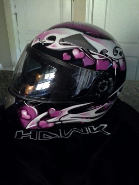 Beautiful! Ladies Hawk motorcycle helmet!