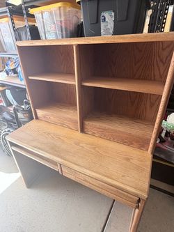 Wood Writing Desk with Bookshelf Hutch – $50 OBO – Must Go Saturday!