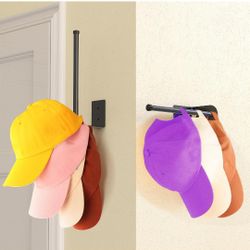 2 Pack Black Hat Racks for Baseball Caps, Stainless Steel Hat Organizer for Baseball Cap, Hat Holder Storage Organizer, Hat Hanger Strong Adhesive/Wal