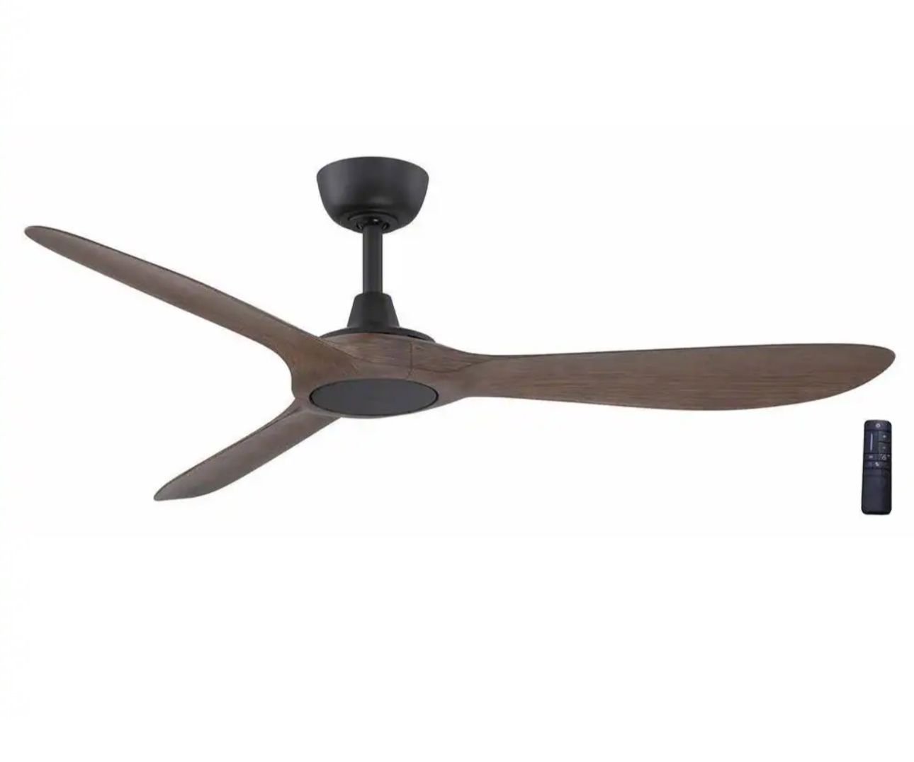 Tager 52 in. Smart Indoor/Outdoor Matte Black with Whiskey Barrel Blades Ceiling Fan with Remote Powered by Hubspace
