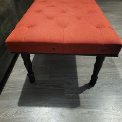 Red Tufted Elegant Button Bench