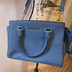 Blue Michael Kors Selma Medium Satchel Bag