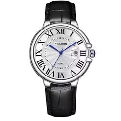 Classic Roman Dial Watch - Swiss Movement, Black Leather Strap