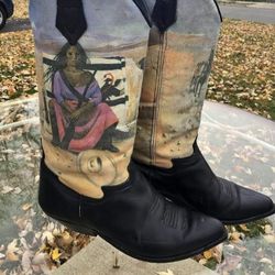 Vintage Seychelles Cowboy Boots Hand Painted Native American Cowgirl 