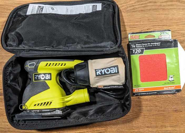 Ryobi Palm Sander - with case and dust bag.