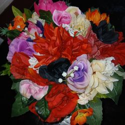  Painted Plastic Flower Pot with Seasonal Flowers - Unique Year-Round Decor