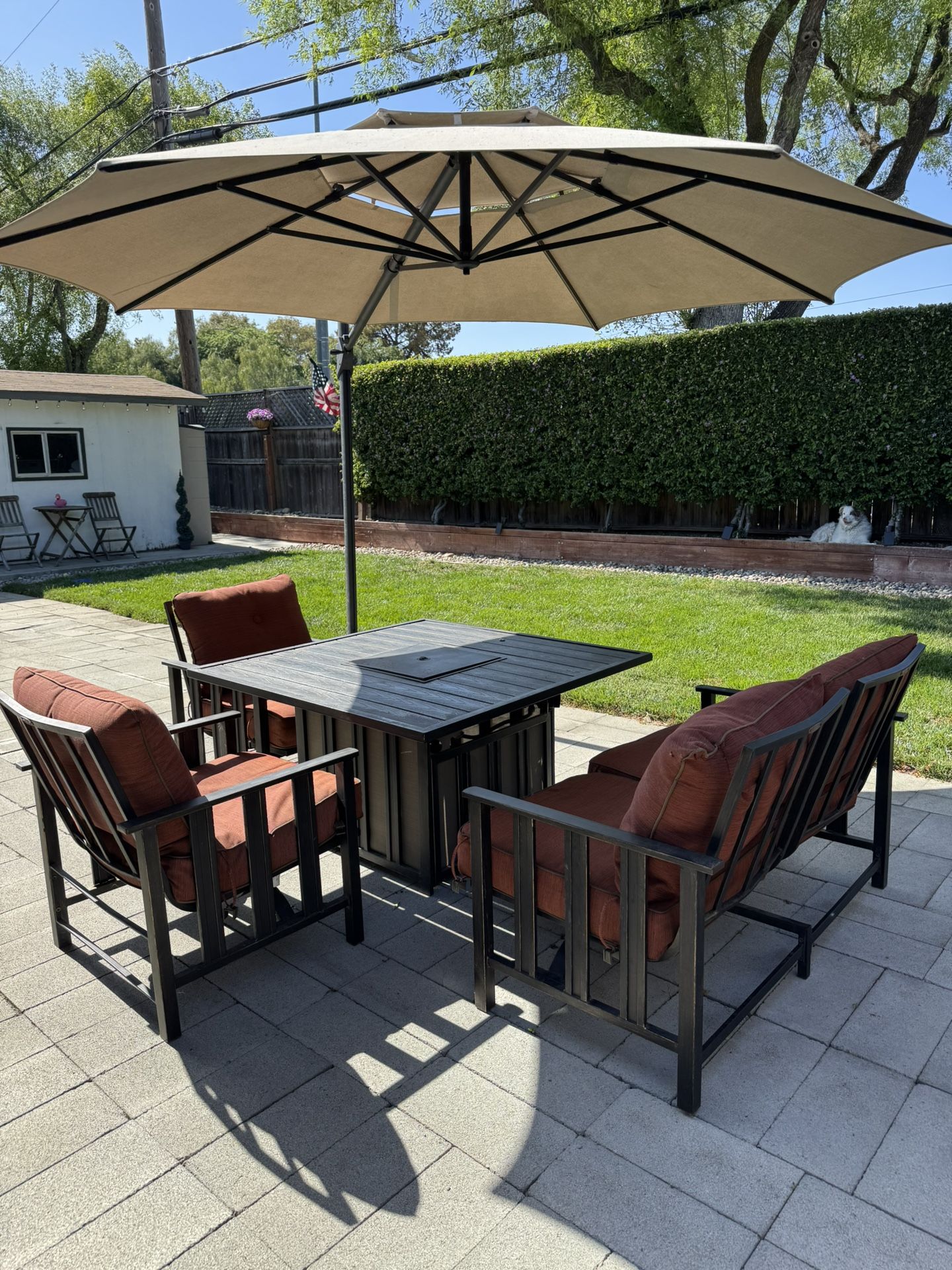 Fire Table And Chairs With Cushions