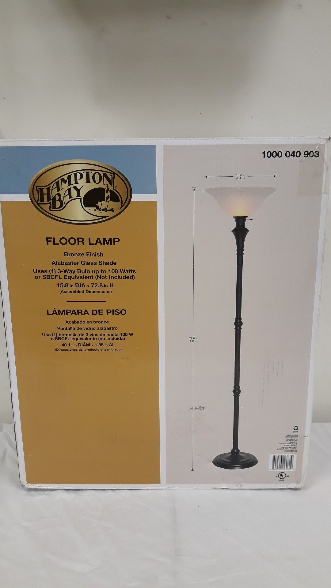 Brand new in box 72 in floor lamp in Bronze finish three-way bulbs up to 100 Watts