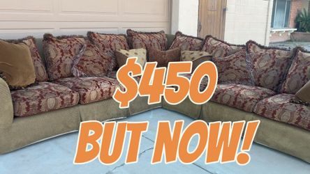 Free Delivery!!!!! Free Couch Removal!!! Green and Red Paisley Sectional Sofa