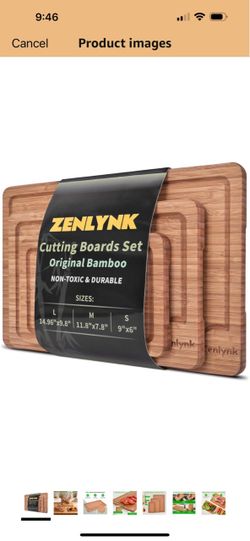 Bamboo Cutting Boards for Kitchen, 3 Piece Bamboo Cutting Board Set with Juice Groove & Non-Slip Design, Large Medium Small Wood Cutting Boards for Me
