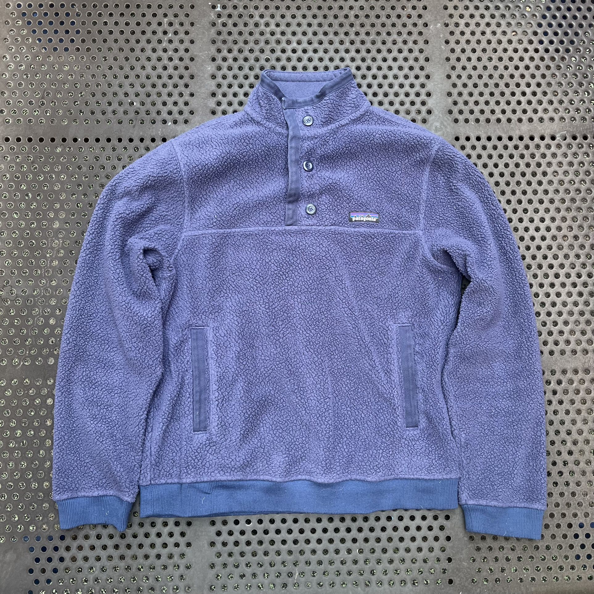 Patagonia Sherling Button Fleece Pullover Sweater Blue Men's Sz Small