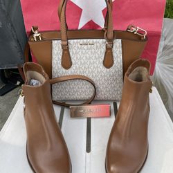 Michael Kors  Taryn Small Signature Logo and Leather Convertible Crossbody Bag NWT  Michael Kors heel ankle boots- Women's - Black/Brown size 8 (No Bo