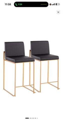 Beautiful condition - counter bar stools black and gold