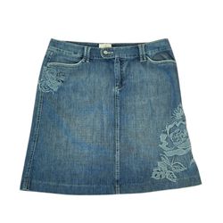 White House Black Market Denim Short Skirt Sz 10