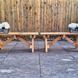 Wonderful Pair Of Hand Made Farmhouse Benches