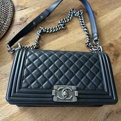 Chanel Medium Boy Bag Lamb Leather Rhodium Hardware