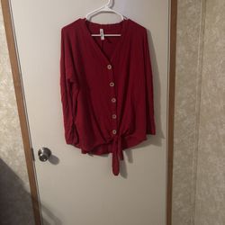 Woman’s Red Button Up, Size S