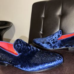 TAYNO VIPER DRESS NAVY LOAFERS WITH CRYSTALS size 8