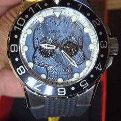 Invicta Aviator Dia De Los Muertos Men's Watch w/ Mother of Pearl Dial - 50mm, Black (36855)