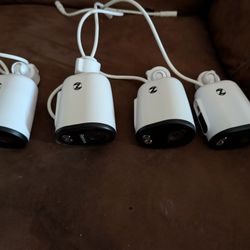 Add On Wired 4K Deterrence Cameras with 2-Way Audio - 4 Pack - White