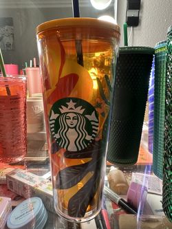 Orange flower Starbucks cup