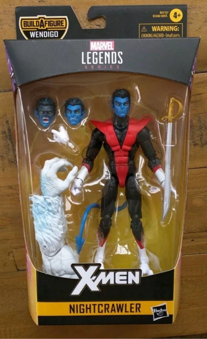 Marvel Legends X-Men Nightcrawler Collectible Action Figure Toy with Wendigo Build a Figure Piece