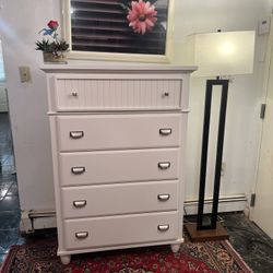 White 5-Drawer + Mirror Cabinet Dresser - Delivery Extra