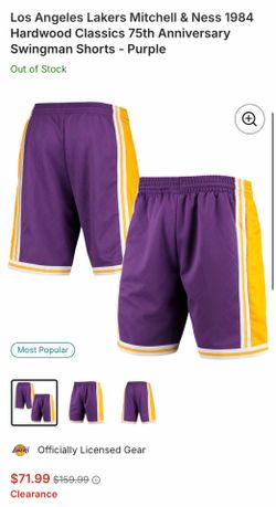 Los Angeles Lakers Mitchell & Ness 1984 Hardwood Classics 75th Anniversary Swingman Shorts - Purple