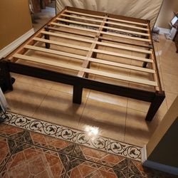 Brown Wooden Queen Bed Frame